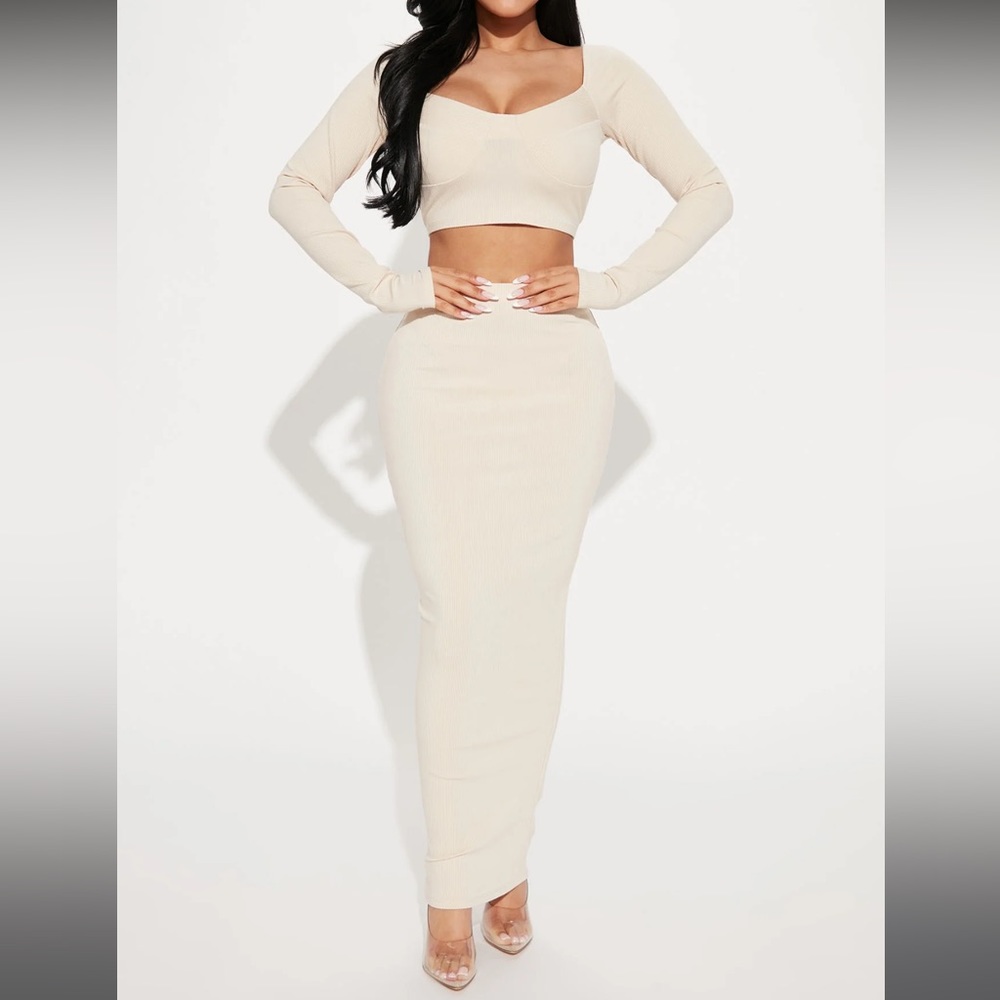Sasha snatched skirt set - cream